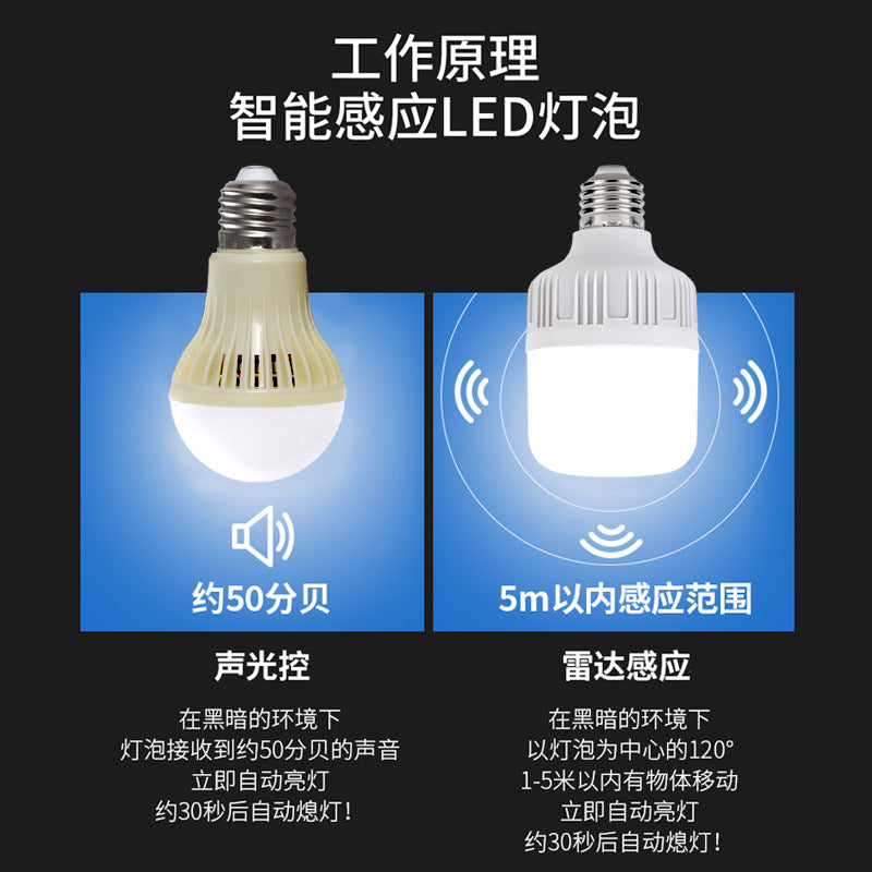 LED intelligent radar sensor light staircase corridor business infrared sensor e27 screw energy saving light bulb lighting