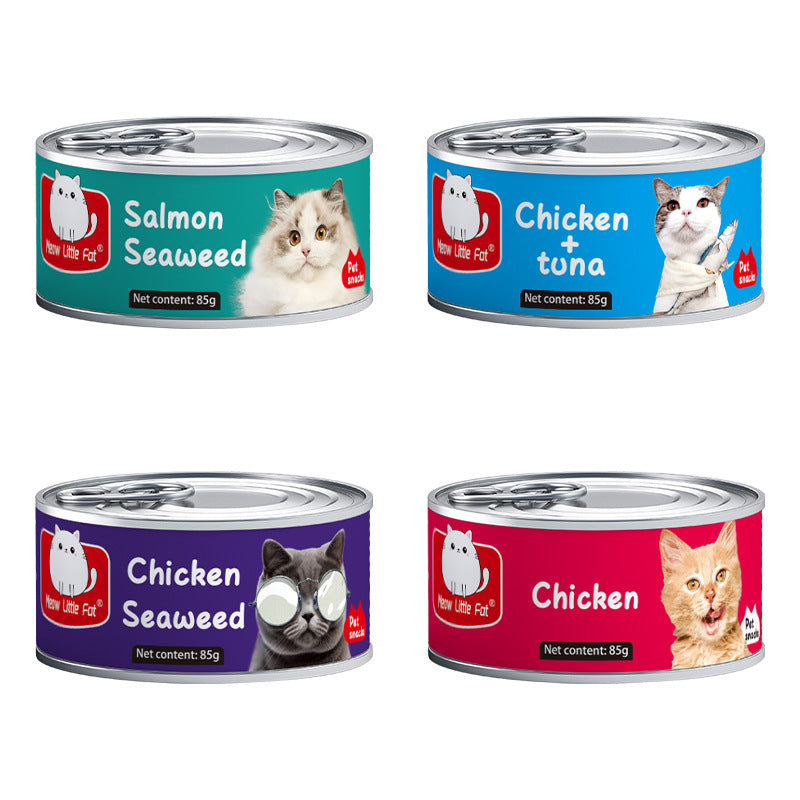 English Cross-border Canned Cat Pet Adult Cat Kitten 85g Foreign Trade Wholesale Full Price Universal Chicken Mousse Canned Cat
