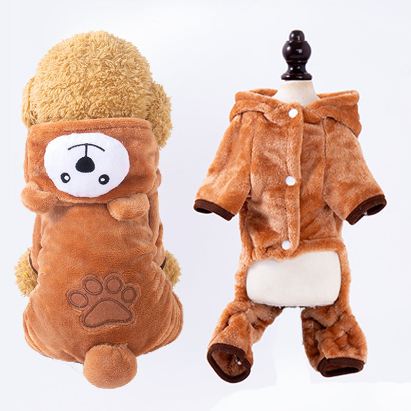 Pet clothes transformation clothes coral fleece autumn and winter dinosaur four-legged dog winter clothes cat pet clothing wholesale