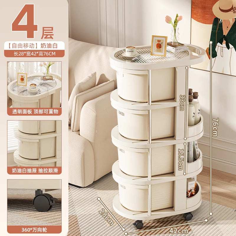 Household trolley rack Snack beverage storage rack Living room bedroom with wheels Convenient multi-layer finishing storage rack
