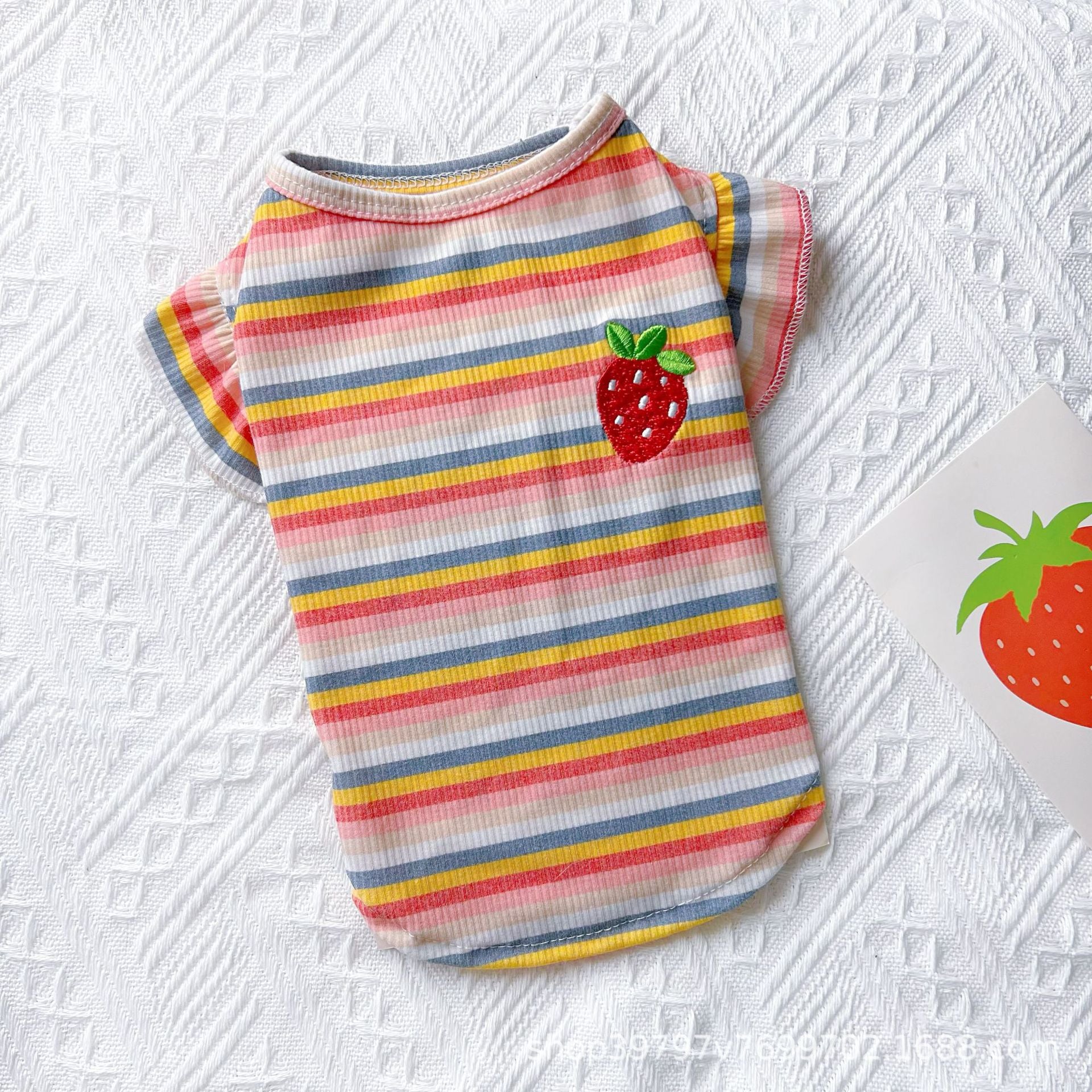 New rainbow striped pet dog dog cat summer ins thin clothes bubble sleeve vest princess style skirt