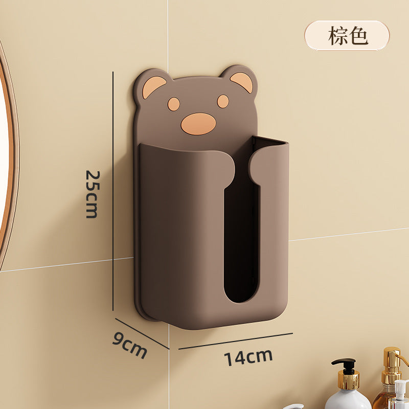 Household cartoon paper box free punching paper storage box bathroom living room wall mounted self-adhesive paper towel box wholesale