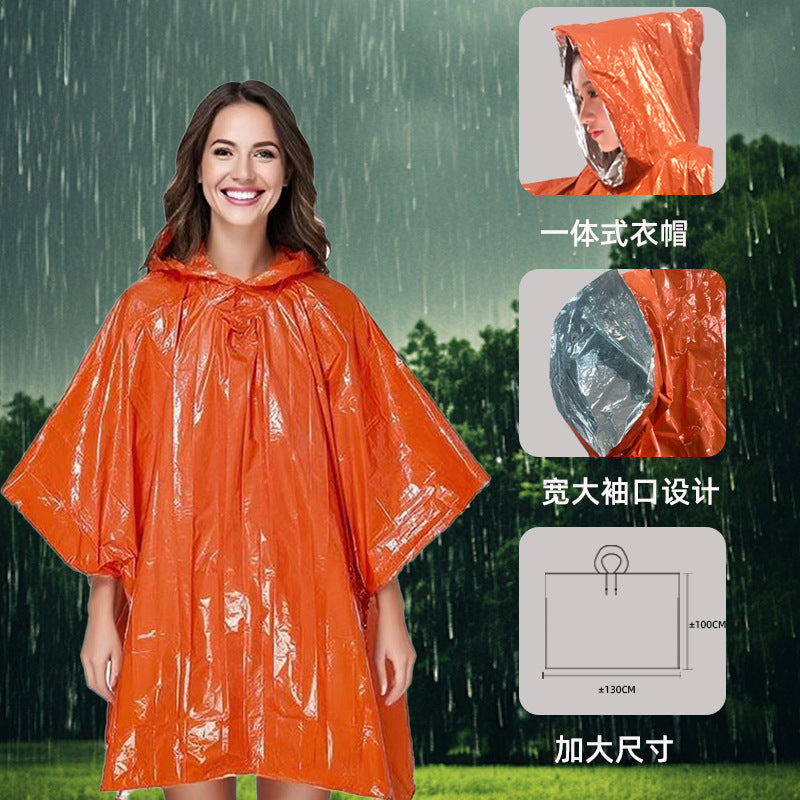 Manufacturer aluminum film poncho orange green spot outdoor camping hiking emergency thermal insulation raincoat poncho
