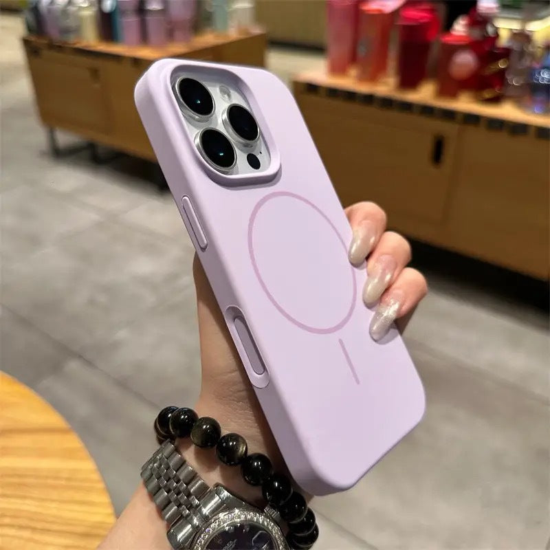 Applicable to iPhone17 liquid silicone thin ring magnetic attraction AI camera button mobile phone case Apple 16promax anti-drop