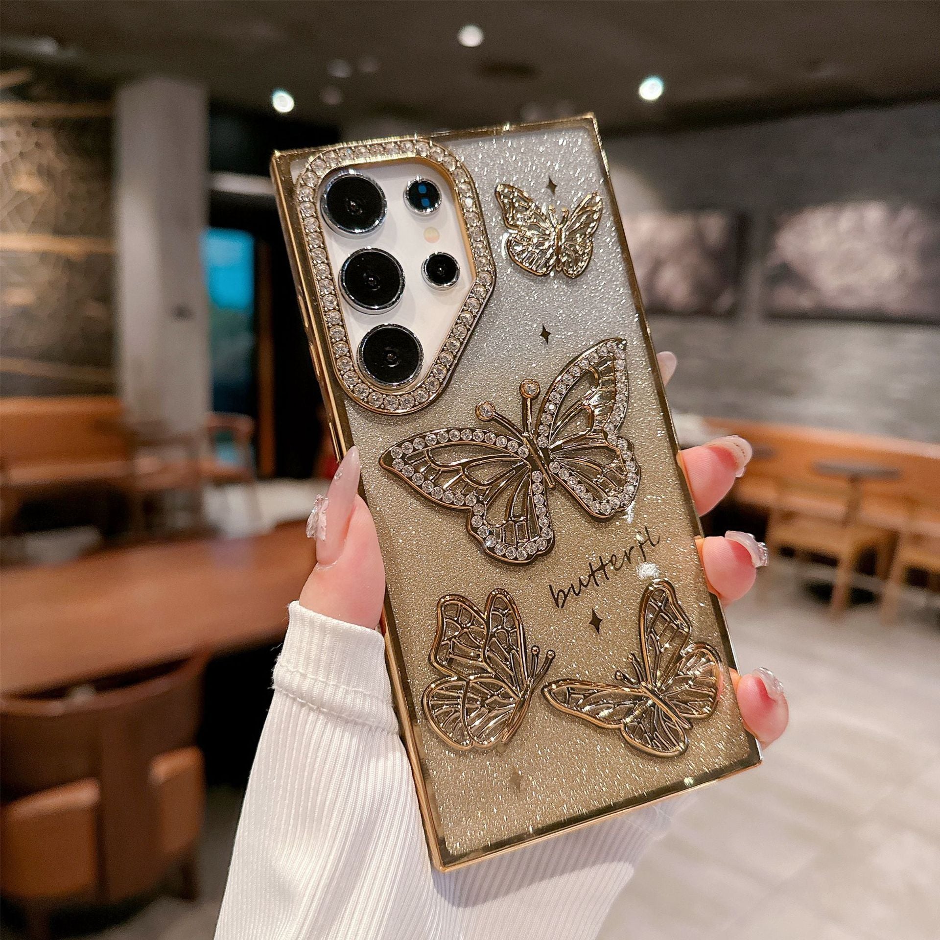 Applicable to Samsung S25ultra luxury flash diamond S25Plus mobile phone case S24 light luxury butterfly premium mobile phone case