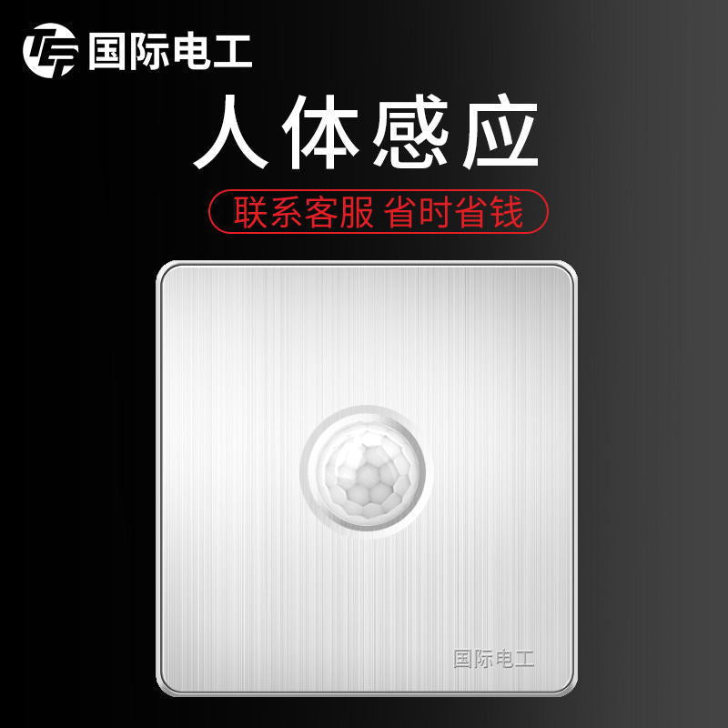 International Electrical Switch Socket Panel Porous Stainless Steel Power Supply Household Wall Type One Open Five Hole Single Control Double Control