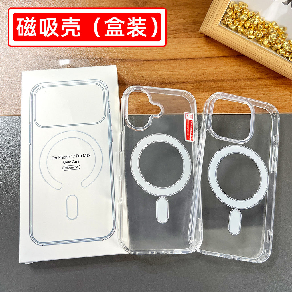 Suitable for Apple 12 magnetic case 7/8 large hole 13 acrylic 17ProMax anti-drop 16Pro transparent 14 protective cover