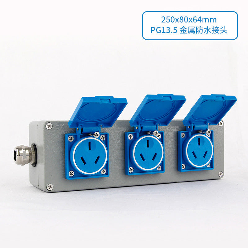 Outdoor cast aluminum socket 220/380V wall plug Five-hole waterproof switch Industrial grade 10/16A surface mounted panel