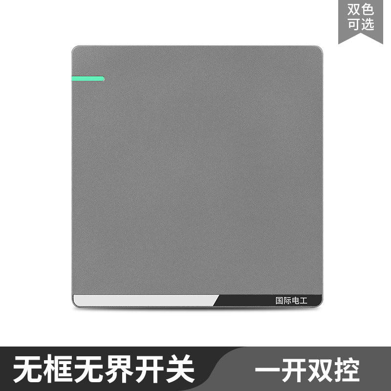 International Electrician 86 type concealed large board gray household porous wall power supply one open five hole switch socket panel