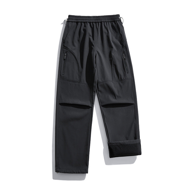 IZEXX tide brand outdoor mountaineering three-proof water-splashing quick-drying sports fleece charge pants men's and women's functional wind overalls