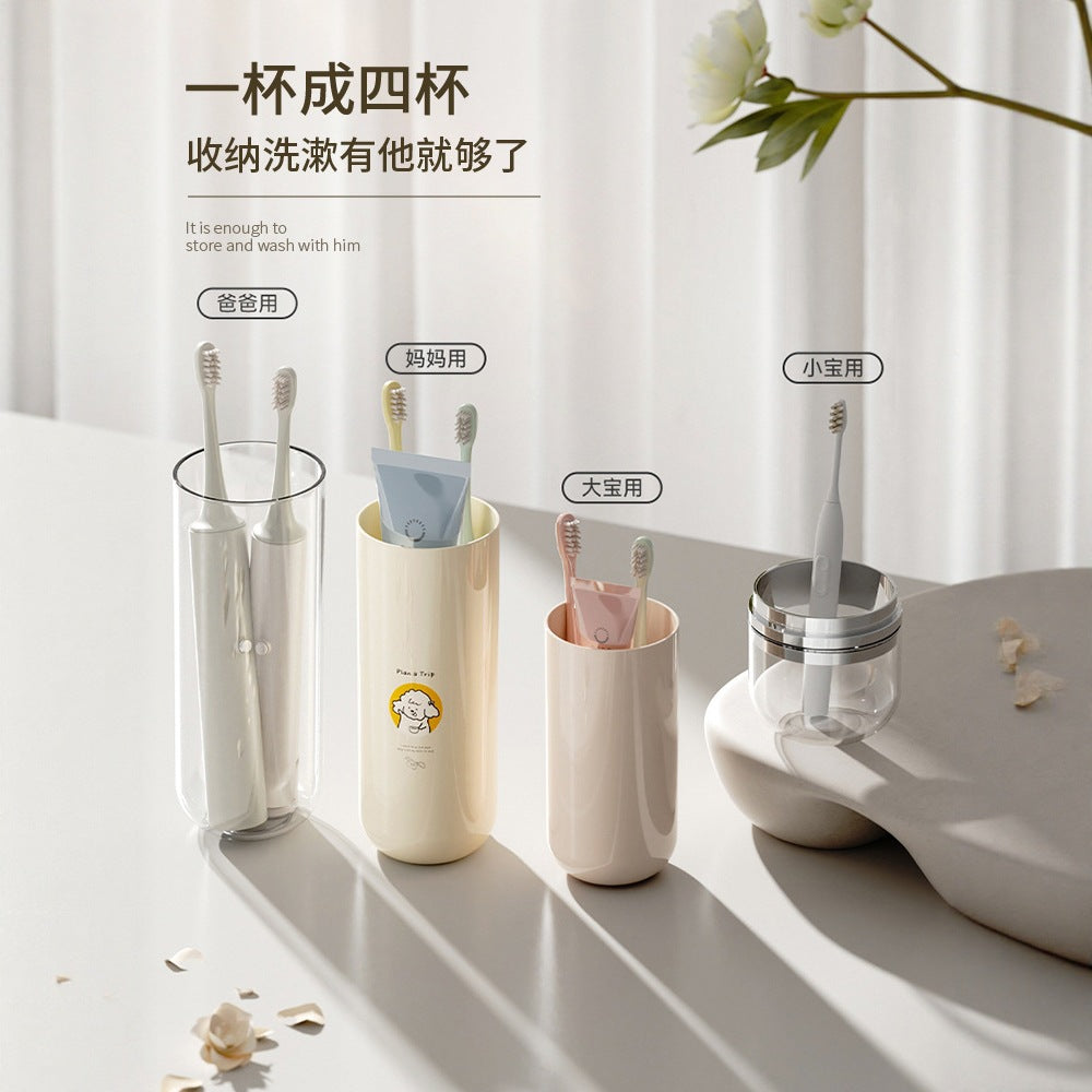 Travel Wash Set Portable Mouthwash Cup Toothbrush Cup Storage Box Student Dormitory Children's Three-piece Wash Cup