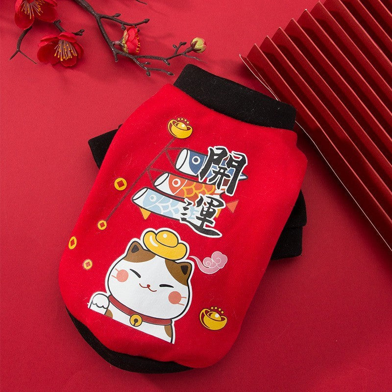 Handsome cat clothes autumn and winter clothes anti-hair loss and velvet warm kitten cloth blue cat kitten autumn and winter models