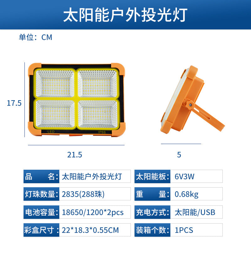 Charging emergency camping stall light, cross-border portable lighting led light night market stall outdoor solar camping light