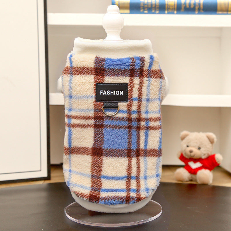 Cat and dog clothes Cat and dog small dog Bigbear teddy autumn and winter warm rainbow striped fleece vest traction can be wholesale