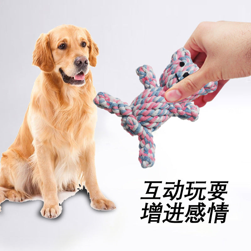 Pet Supplies Dog Training Teeth Grinding Cotton Rope gnaw-resistant Weaving Interactive Toy Simulation Animal Dog Bite Rope Wholesale