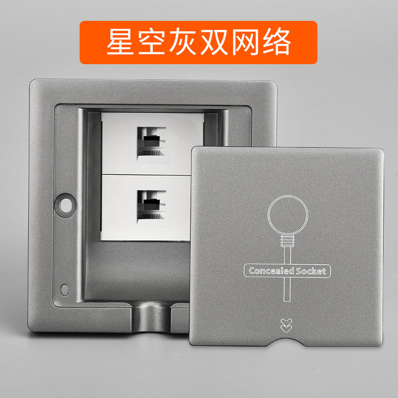 Type 86 embedded inner recessed socket invisible wall switch panel refrigerator TV hidden plug national standard five holes