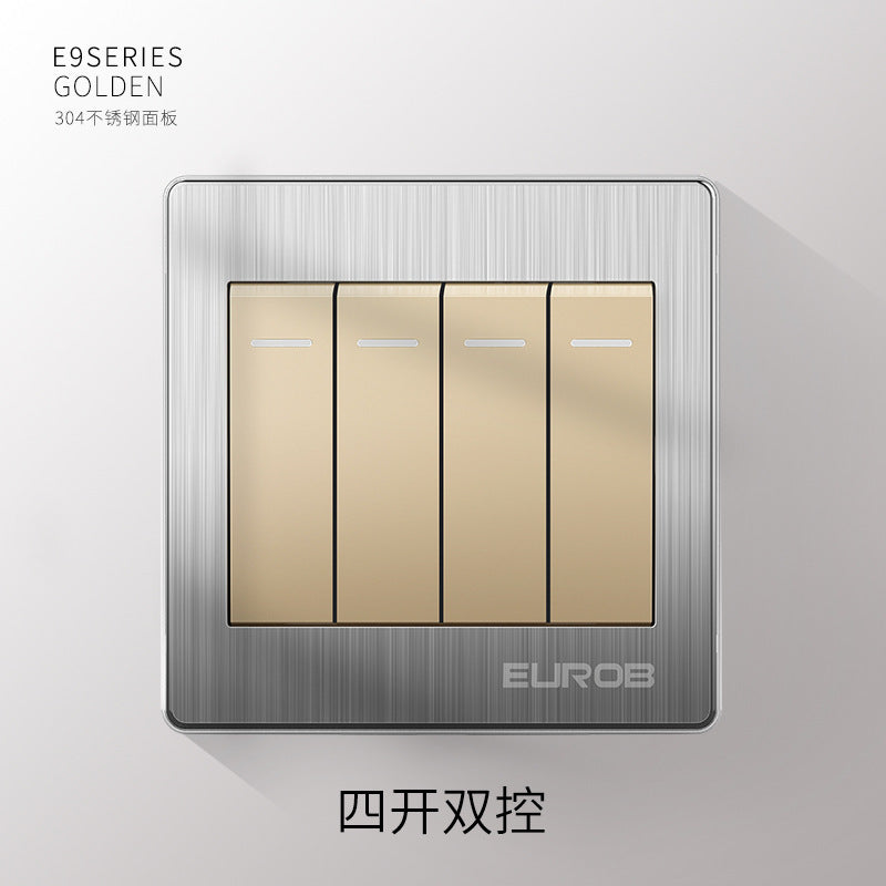 Open switch socket household silver 86 type 5 five-hole plug two or three plug double control wall air conditioner panel