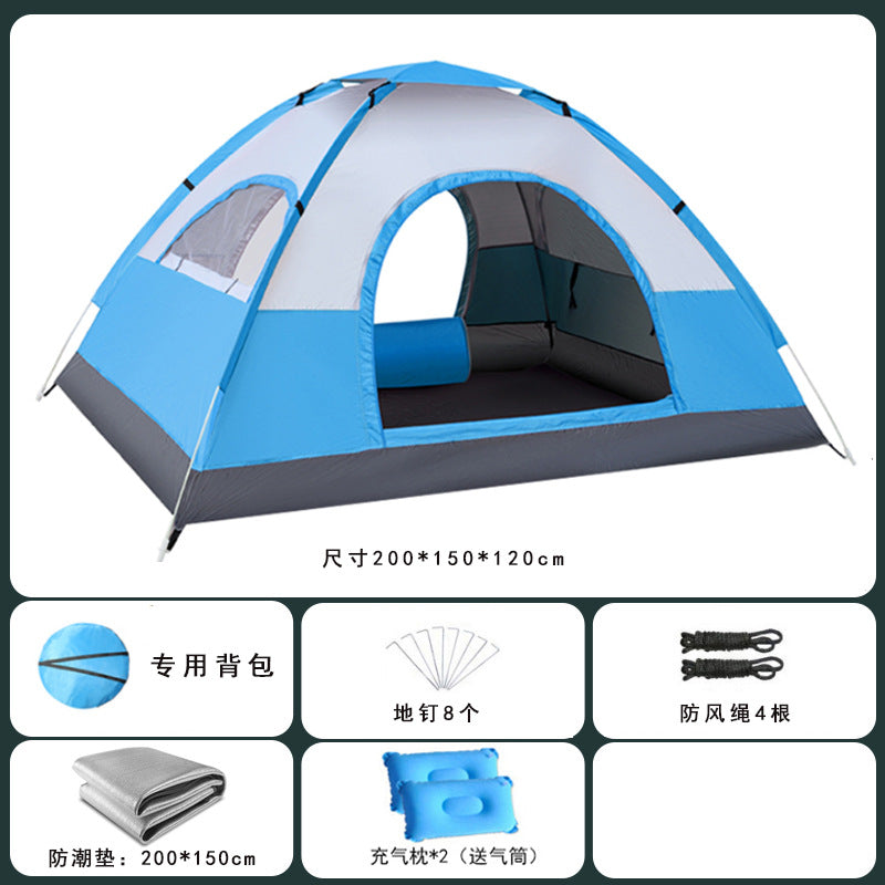 Tent outdoor 2 people camping Thickened equipment Portable automatic pop-up 3-4 people camping Outdoor rain protection Beach sun protection