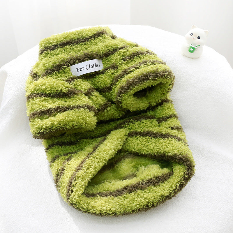 Autumn and winter thickened warm striped sweater, universal for cats and dogs, Bichon Schnauzer Teddy dog clothes factory can send it on behalf of