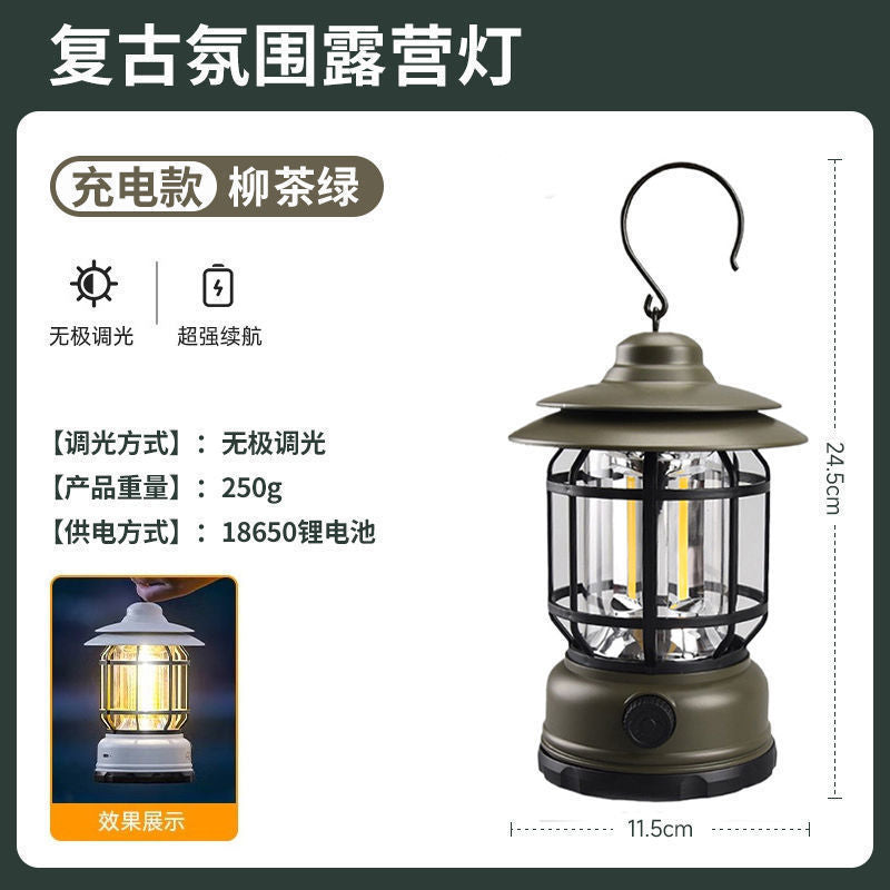 Retro outdoor camping battery life lantern rechargeable lighting super long camping rechargeable tent atmosphere horse lamp
