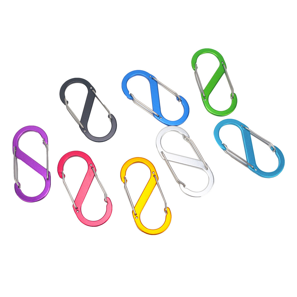 S-type mountaineering buckle outdoor aluminum alloy 8-shaped buckle multi-functional steel wire buckle camping portable backpack spring quick hanging lock