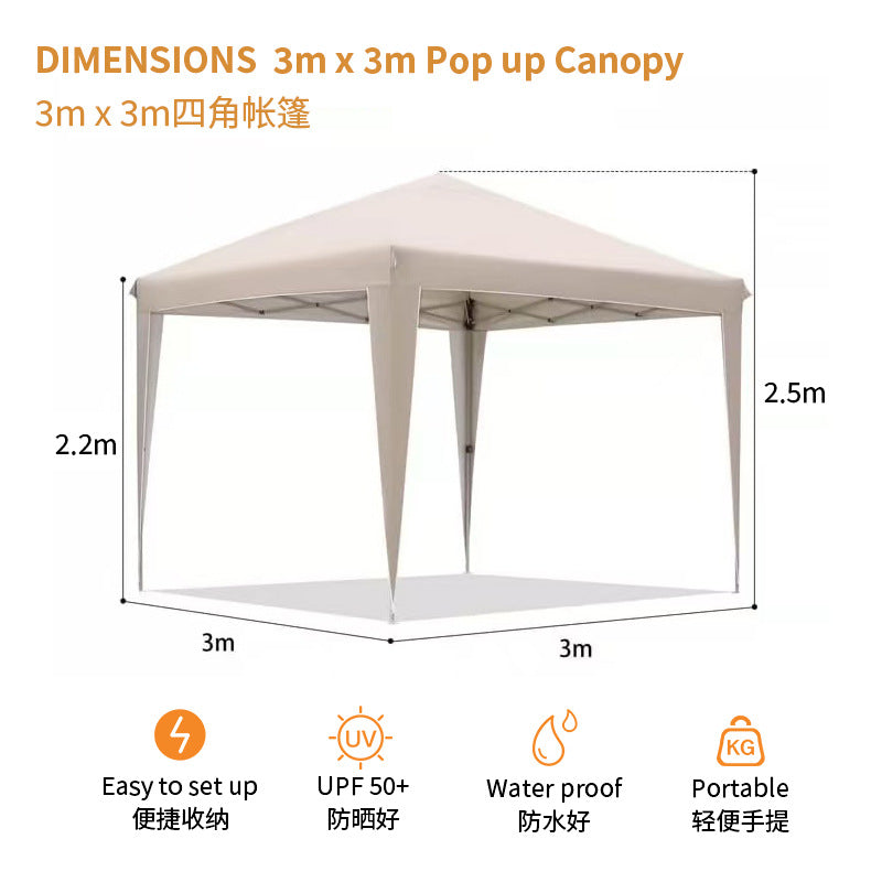 Cross-border foreign trade four-corner folding tent 12kg hollow frame outdoor activities sun protection rain awning with surrounding cloth