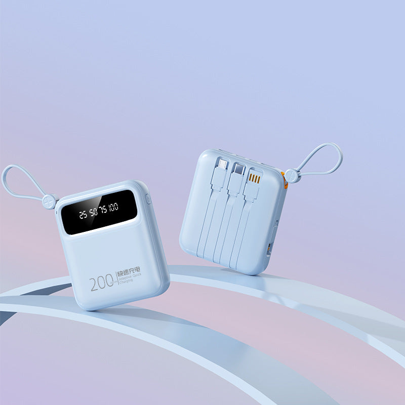 Mini large-capacity self-contained cable 20000mAh power bank, small and portable mobile power supply gift LOGO customization