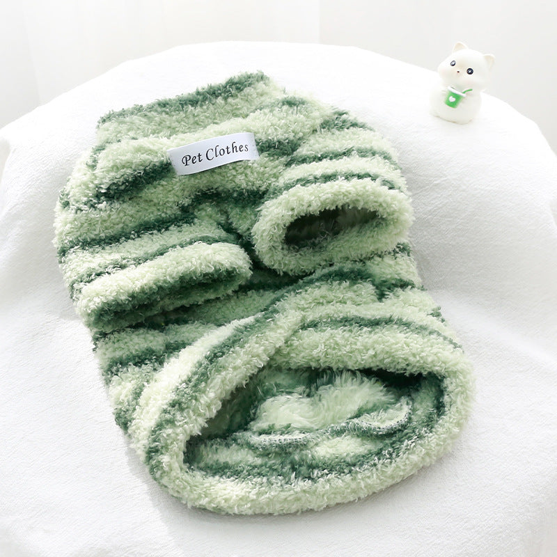 Autumn and winter thickened warm striped sweater, universal for cats and dogs, Bichon Schnauzer Teddy dog clothes factory can send it on behalf of