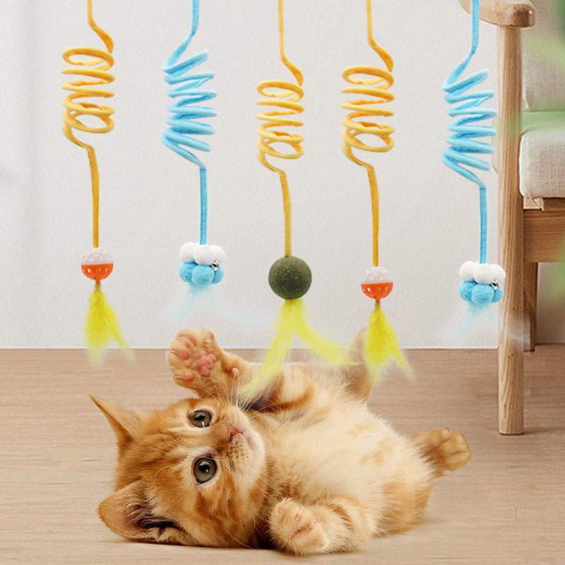 New hanging spring cat teaser stick hanging door cat toy cat teaser cat self-hi plush cat teaser rod cat toy wholesale