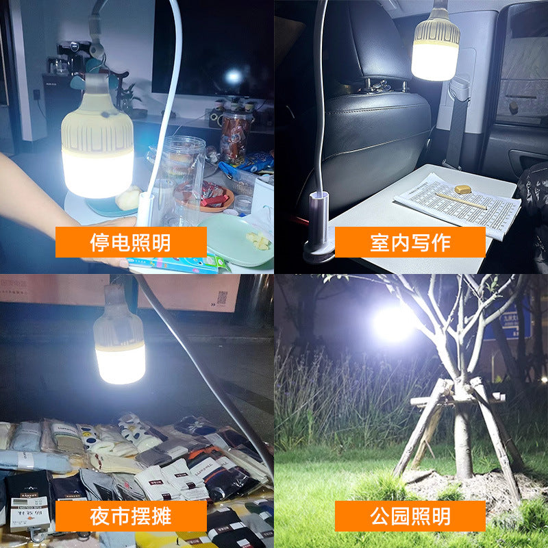 LED rechargeable light bulb super bright night market street stall desktop clip light fixing bracket portable outdoor lighting