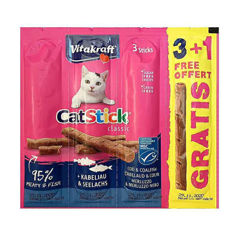 Wittacraft Cat Fish Strips Jerky Salmon Cod Turkey Rabbit German Cat Snacks Nutrition 4 pcs 24g