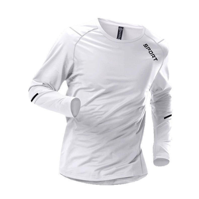 Quick-drying t-shirt men's running long-sleeved fitness training clothes spring outdoor mountaineering breathable sports top loose base