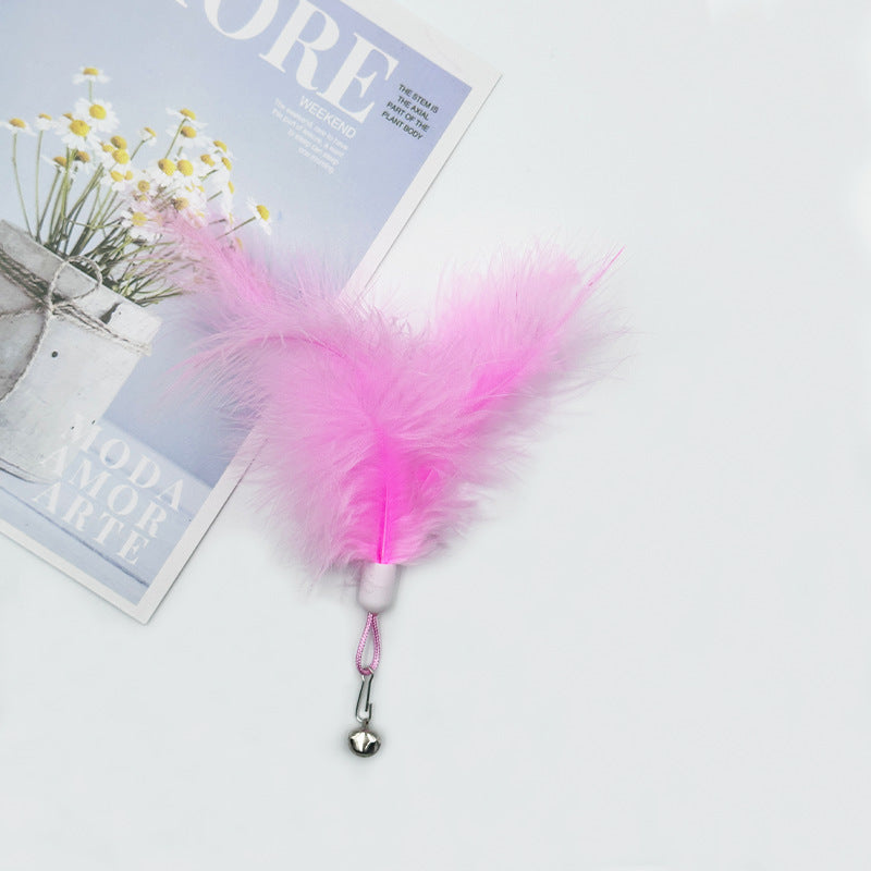 Cat toy cat teaser stick feather bell replacement head pet plush toy cat teaser artifact to relieve boredom pet toy