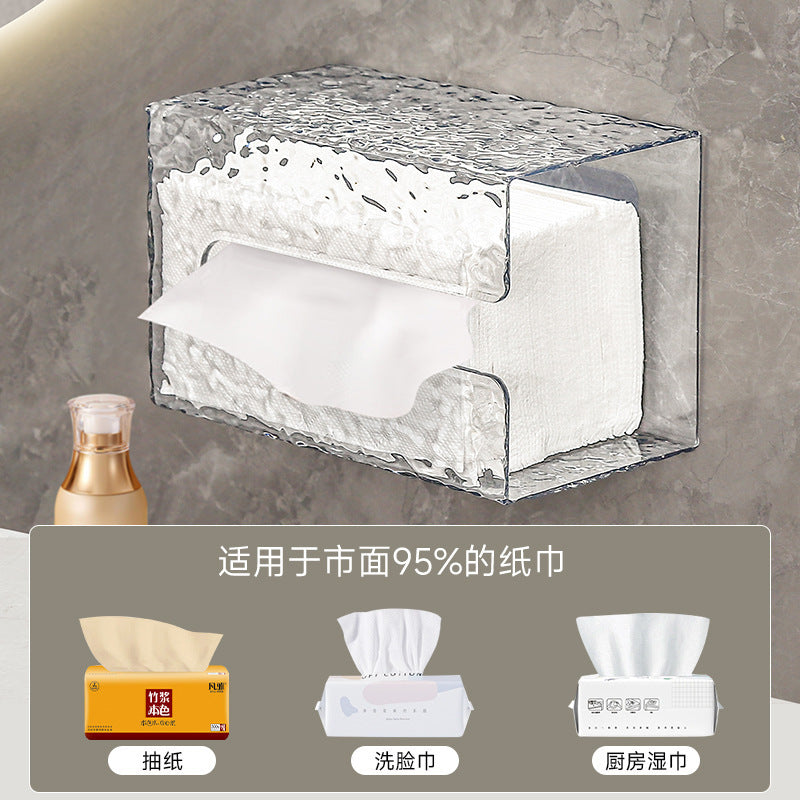 Glacier pattern face towel tissue box, wall-mounted household storage box, light luxury bathroom kitchen pumping carton