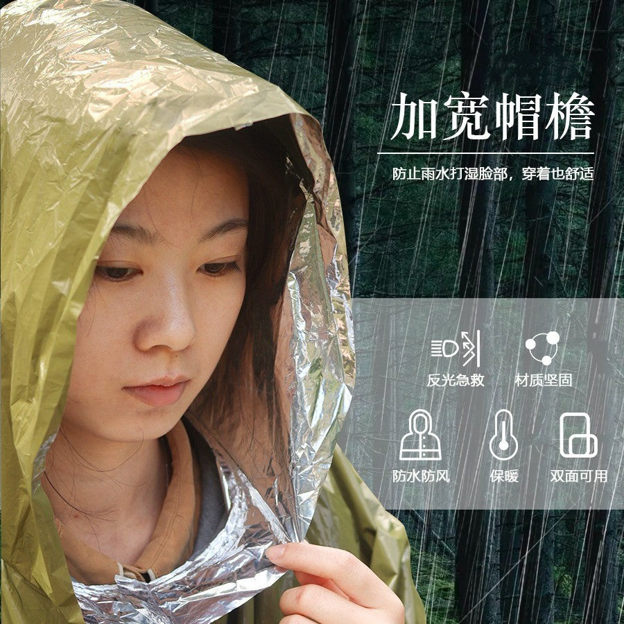 Outdoor Portable First Aid Raincoat Long Riding Thickened Reflective Windproof Emergency Hiking Multifunctional Wholesale