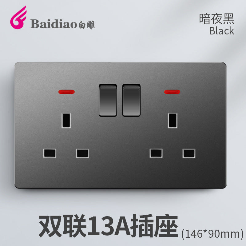 British standard switch socket British one-open 13A British standard multi-function five-hole USB European standard panel 25A45A switch