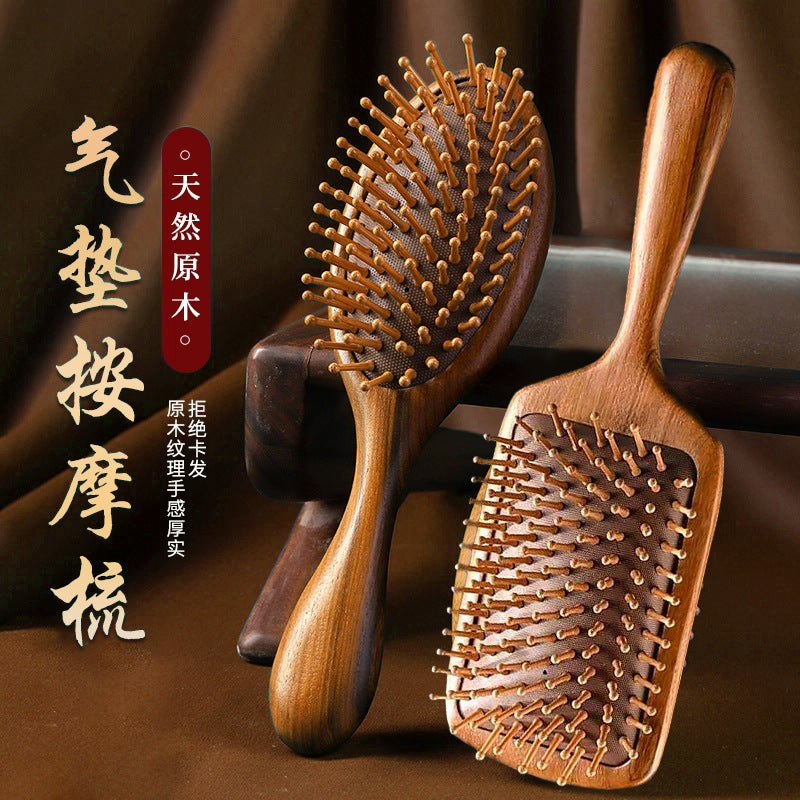 Sandalwood Air Cushion Comb Women's Household Shunfa Head Scalp Meridian Massage Comb Hair Follicle Unclogging Portable Airbag Comb