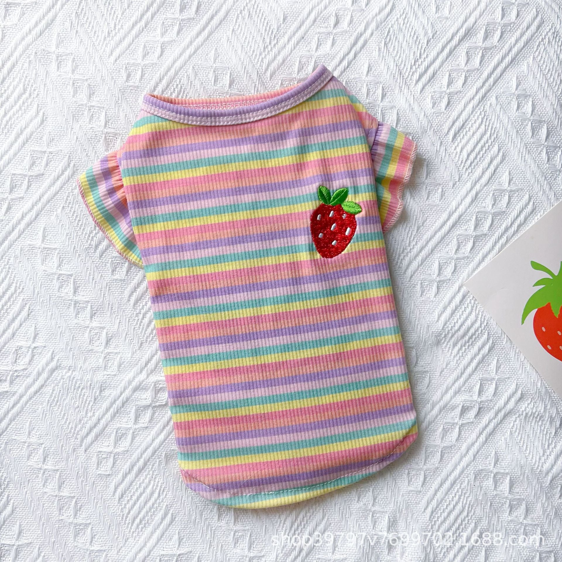 New rainbow striped pet dog dog cat summer ins thin clothes bubble sleeve vest princess style skirt