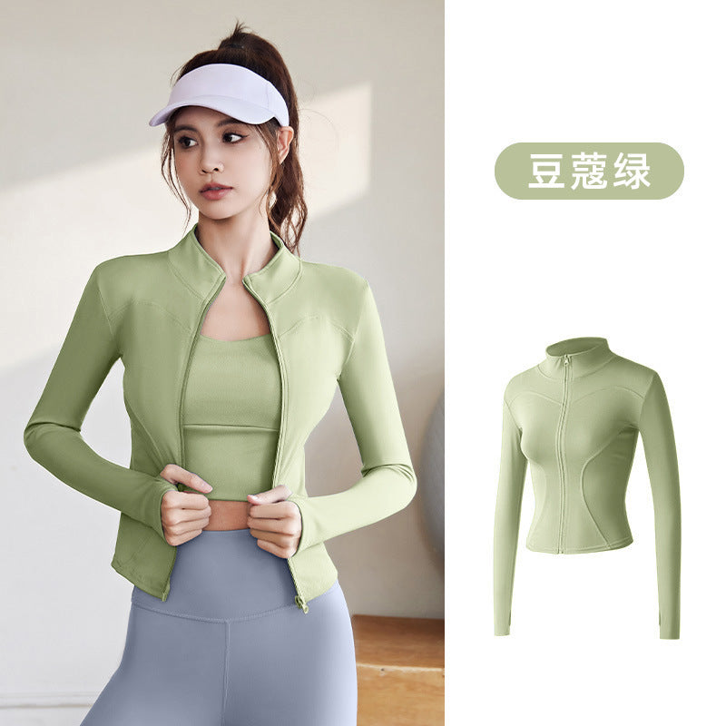 Juyitang Spring and Autumn Sports Jacket Women's Long Sleeve Tights Running Fitness Yoga Clothing Top Jacket