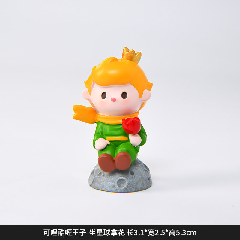 Creative and cute handmade ornaments Car desktop Home decoration Resin handicrafts Prince take flower small ornaments
