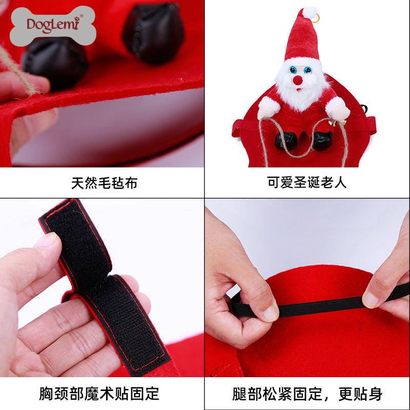Pet Santa Clothes Reindeer Transformation Costume Holiday Funny Cute Dress Up Dog Cat Party Clothes
