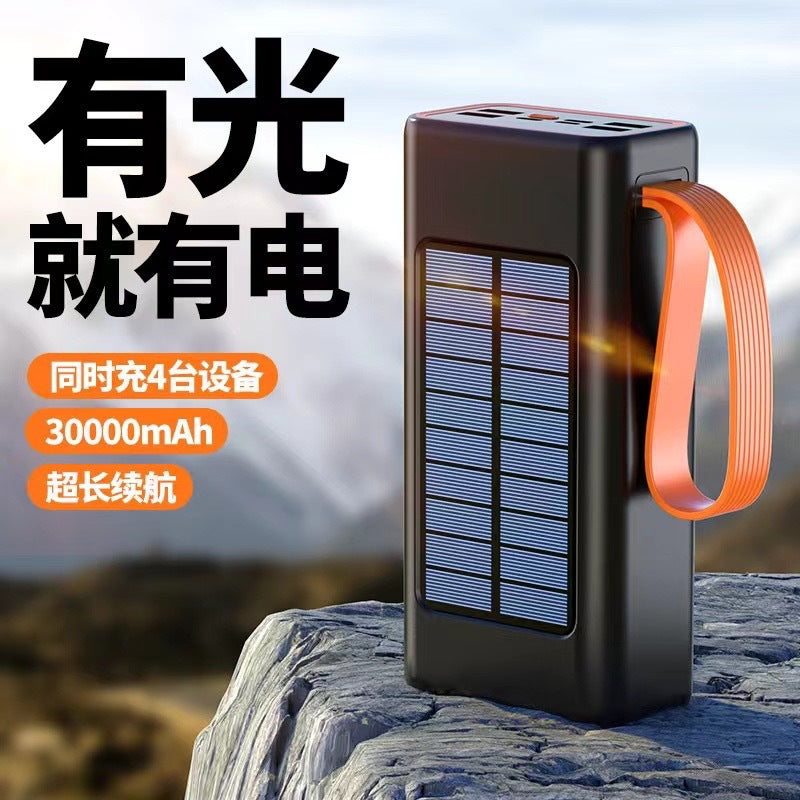 Solar outdoor camping 100,000 mAh large capacity power bank portable backup mobile power supply cross-border wholesale