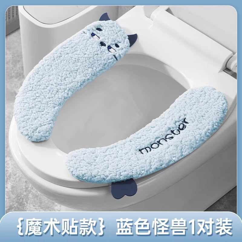 Essential toilet seat in autumn and winter, fleece to keep warm, cartoon cute, universal sticky for home use, lamb monster lamb fleece