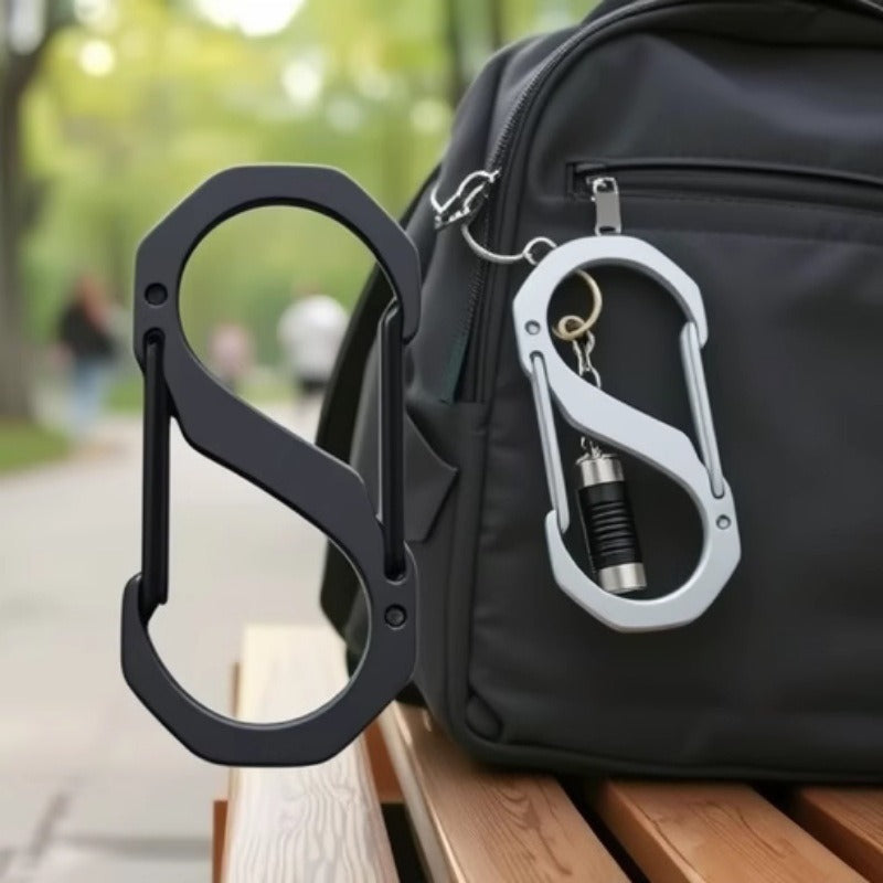 304 stainless steel mountaineering buckle S-shaped 8-shaped buckle multi-functional hook outdoor camping durable rust-proof quick-hanging keychain