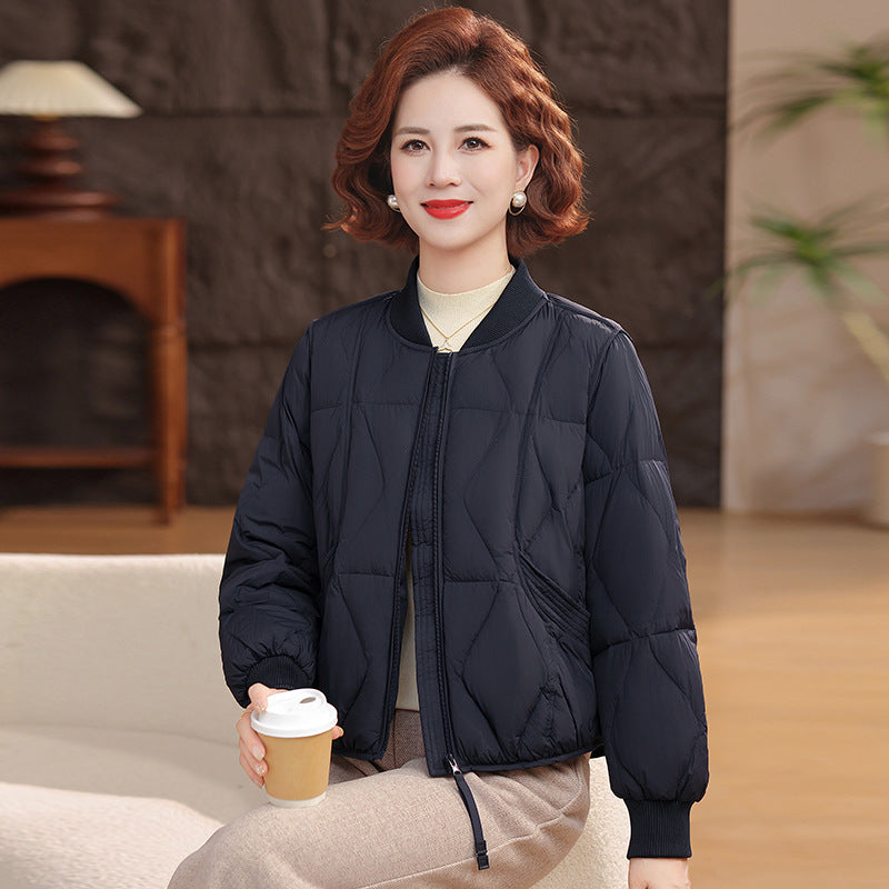 Middle-aged mother short light down jacket small jacket baseball jacket middle-aged women autumn and winter versatile padded jacket