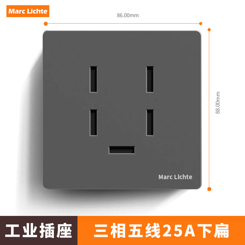 380V three-phase five-wire five-hole industrial plug 16A/25A wall socket 5-core air conditioner high-power 86 type 440v
