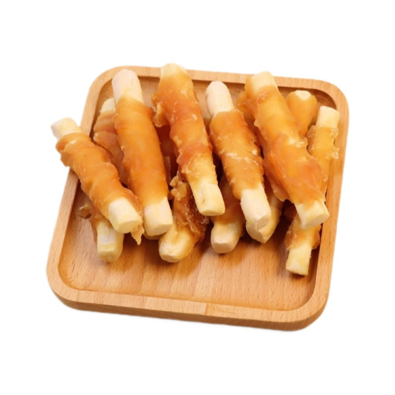 Dog snacks, chicken and duck wrapped cowhide rolls, dog molar sticks, puppies, teddy, large and small dogs, pet snacks wholesale