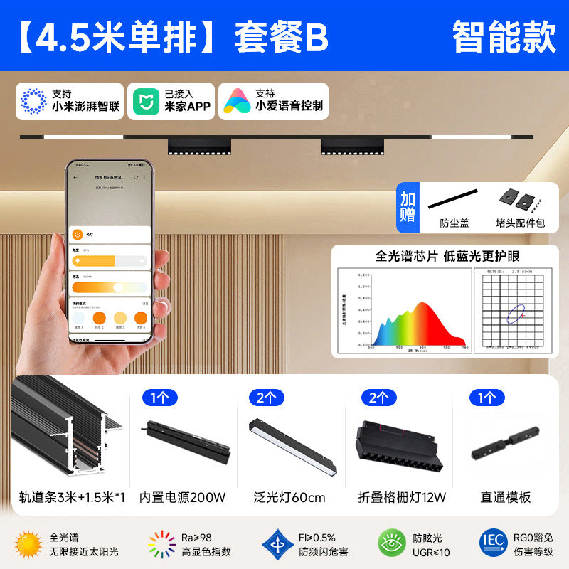 Smart Magnetic Track Light Embedded Embedded Package New Living Room No Main Light Lighting Applicable to Mobile App