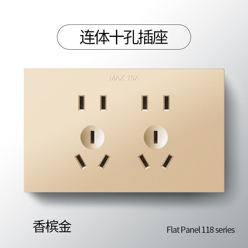 118 Concealed switch Siamese ten-hole socket in series New national standard 15 panel plug Household multi-function usb flame retardant