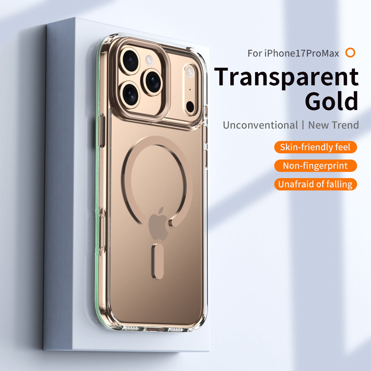 Skin-sensitive magnetic case is suitable for iPhone17propromax mobile phone case, transparent and anti-drop Apple 16Pro protective case.